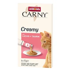 ANIMONDA Carny Creamy su lašiša ir taurinu 6x15 g kreminė užkandis katėms