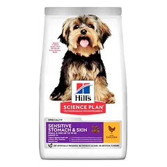 HILL’S SP Canine sausas maistas suaugusiems mažų ir vidutinių veislių šunims – jautriam skrandžiui ir odai, 1.5 kg