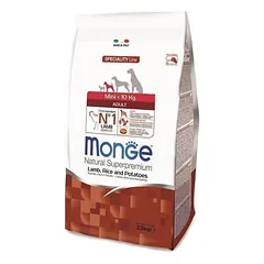 Monge Mini Adult Jautiena, Ryžiai Ir Bulvės sausas maistas mažų veislių suaugusiems šunims, 2,5 kg