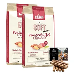 BOSCH Soft Maxi saldžiosios bulviės vandens buivolas 2 x 12,5 kg + natūralūs  cigarai su šernu 7 vnt
