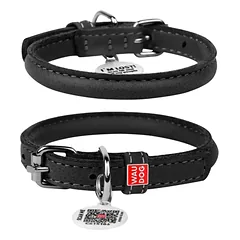 WAUDOG antkaklis šunims su QR pasu, odinis, juodas, XS dydis, 17-20 cm x 6 mm nuotrauka