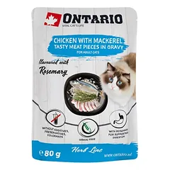 Ontario Herb Chicken with Mackerel – konservai katėms su vištiena ir skumbre, 80g — 2 nuotrauka