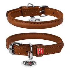 WAUDOG odinis antkaklis šunims su QR pasu, XS, 17-20 cm x 6 mm, rudas nuotrauka