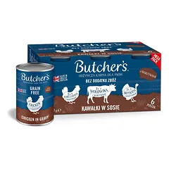 BUTCHER'S Original Recipe in gravy Mixed flavours with vegetable 6x400 g gabalėliai padaže su jautiena, kalakutiena ir vištiena šunims