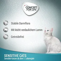 Concept for Life Sensitive Cats su ėriena, begrūdis, drebučiuose, drėgnas maistas katėms — 2 nuotrauka
