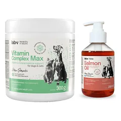 Vitamin Complex Max - Vitaminų ir mineralų kompleksas šunims ir katėms 300 g + LAB V Lašišų aliejus šunims ir katėms 250ml