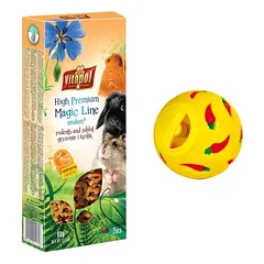 Vitapol Magic Line skanėstai graužikams su mandarinais 2 vnt. + Trixie kamuoliukas triušiams Snacky