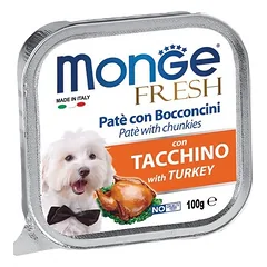 Monge Fresh paštetas šunims su kalakutienos gabalėliais 100g