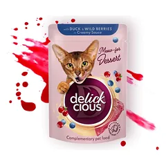 Delickcious gabaliukai su antiena ir miško uogomis kreminiame padaže katėms, 80g