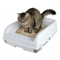 Giantex Halbautomatische Katzentoilette Mit Schaufel Und Spritzschutz
