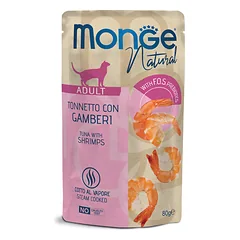MONGE Natural konservuotas pašaras su tunu, krevetėmis katėms, 80 g