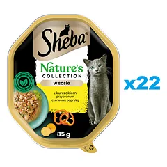 SHEBA Nature's Collection dėklas 22x85 g drėgno visaverčio ėdalo suaugusioms katėms su vištiena padaže