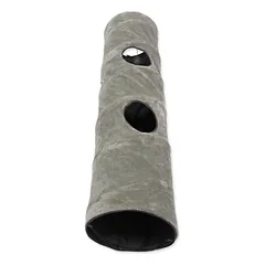 Magic Cat Tunnel XL Plush Gray sulankstomas tunelis katėms su traškančia medžiaga ir angomis, 150×35 cm — 2 nuotrauka
