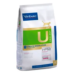 Virbac Veterinary HPM 1 Urology Struvite Dissolution Cat sausas maistas katėms skirtas struvitinių akmenų tirpdymui, 1,5 kg