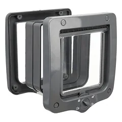 Trixie 4-Way Cat Flap katės durelės su 4 krypčių užraktu, pilkos, 20 x 22 cm