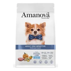 Amanova Adult Mini Sensitive sausas pašaras su ėriena ir moliūgais mažų veislių šunims