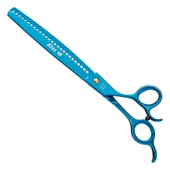 Geib Kiss Gold Blue Chunker 8.5 - vienpusės kirpimo žirklės su mėlynu paviršiumi, 26 dantys, Niebieski / 8,5" — 2 nuotrauka