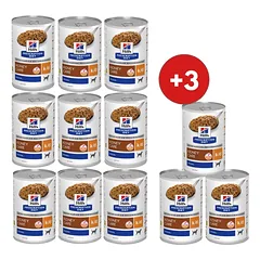 HILL'S Prescription Diet Canine k/d Kidney Care drėgnas ėdalas šunims, padedantis palaikyti inkstų funkciją, 9 x 350 g + 3 skardinės NEMOKAMAI!