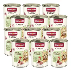 ANIMONDA Cat Carny Adult skonis: vištiena, kalakutiena, triušiena 12x400g 
