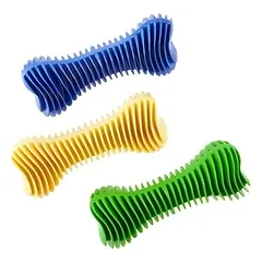Žaislas šuniui – Guminis kvepiantis kaulas dantų priežiūrai, 14 cm, Dent-a-Chew Ribbed Bone Medium