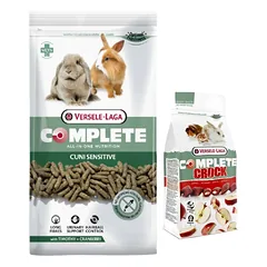 VERSELE-LAGA Cuni Sensitive Complete 1.75kg - maistas triušiams + Crock Complete Apple - skanėstas su obuoliais triušiams ir graužikams 50g