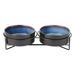 Xingmi Ceramics gyvūnų augintinių dubenėlis, keraminis, dvigubas su geležiniu rėmu, juodas, 2 x 0,4 l, 28,5x14,5x7 cm — 2 nuotrauka