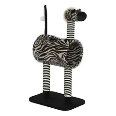 Zatte Kratzbaum Zebra 93 cm, Katzentunnel Ø25 cm, Schwarz/Weiß