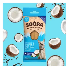 SOOPA Kokosų ir Čija sėklų lazdelės šunims, Coconut & Chia Seed Dog Dental Sticks, 100g — 2 nuotrauka