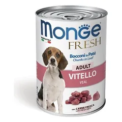 Monge Fresh adult konservuotas pašaras šunims su veršienos gabaliukais 400g