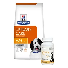 HILL'S PD Prescription Diet Canine c/d Urinary Care 4kg + LAB-V Urinary Dog - Pagalba šunims sergant šlapimo takų infekcija 45 kapsulės