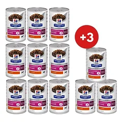 HILL'S Prescription Diet Gastrointestinal Biome 9x370g šlapias maistas šunims su vištiena + 3 skardinės DOVANŲ!