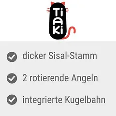 TIAKI 4 viename daugiafunkcis žaislas ir draskymo stulpelis katėms, L 40 x B 40 x H 62 cm — 3 nuotrauka