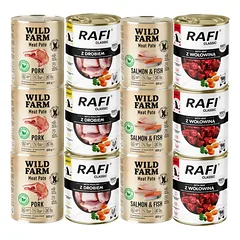 DOLINA NOTECI Rafi Classic + WILD FARM Paštetas Įvairių skonių rinkinys 12x800g