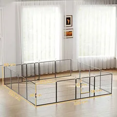 Šunų aptvaras, 16 panelių, 320 × 320 × 80 cm — 3 nuotrauka