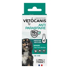 Vetocanis antiparazitinė Spot-On priemonė mažiems šunims, 2–10 kg, 2 × 2 ml