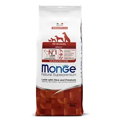 Monge adult sausas pašaras (ėriena, ryžiai, bulvės) 12kg
