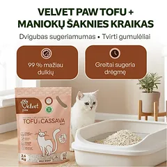Natūralus tofu ir manioko šaknies kačių kraikas, 2,6 kg / 6 l — 2 nuotrauka