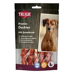 TRIXIE Premio Duckies – džiovintos antienos krūtinėlės skanėstas, 100 g (pakuotė 6) — 4 nuotrauka
