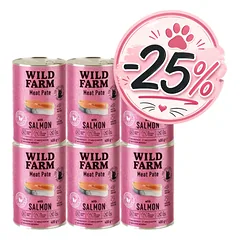 WILD FARM Paštetas su lašiša 6x400g - maistas katėms be glitimo