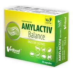 Vetfood Amylactiv Digest papildai šunims ir katėms ir graužikams, esant virškinimo bei apetito sutrikimams, 30 kapsulių