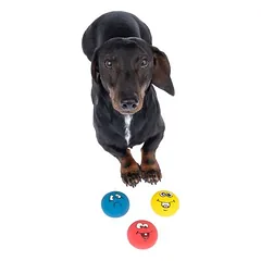 zooplus Basics žaislas šunims Emoji lateksiniai kamuoliukai, 3 vnt. rinkinys (po Ø 5 cm) — 3 nuotrauka