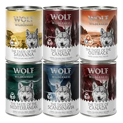 6 x 400 g Wolf of Wilderness mišrūs rinkiniai, drėgnas maistas šunims, 400 - 499 g — 5 nuotrauka