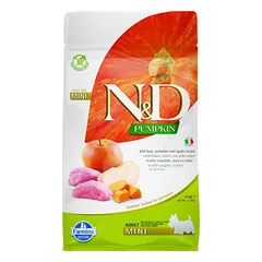 FARMINA N&D PUMPKIN – sausas maistas suaugusiems mažų veislių šunims su šerniena, moliūgais ir obuoliais 800 gr