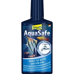 TETRA AquaSafe 250 ml – vandentiekio vandens apdorojimo priemonė, skirta naudoti akvariumuose.