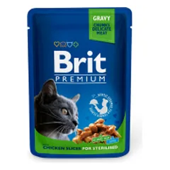 Brit Premium Chicken Slices Sterilised drėgnas maistas sterilizuotoms katėms, 100 g