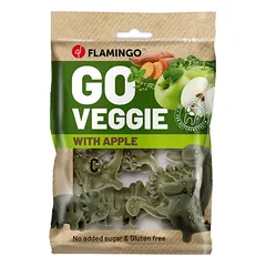 Flamingo Veggie Dino su obuoliais, skanėstai šunims, žali