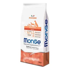 Monge Super Premium su lašiša ir ryžiais, sausas maistas šunims