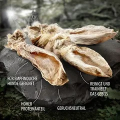 Wolf of Wilderness – triušių ausys su kailiu, skanėstai šunims, > 250 g — 4 nuotrauka