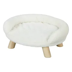 Augintinio lova katėms ir mažiems šunims iki 5 kg, su skalbiamu pliušiniu užvalkalu, 47 x 40 x 20 cm, kreminės baltos spalvos