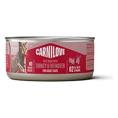 CARNILOVE Cat Can Paté Turkey and Reindeer 12x100 g su kalakutu ir elniu, paštetas katėms